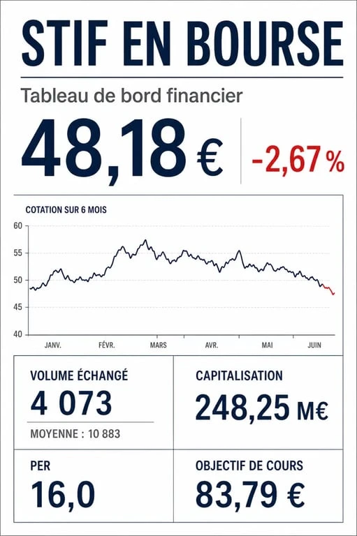 STIF bourse : visuel éditorial des indicateurs de cours, volume et valorisation