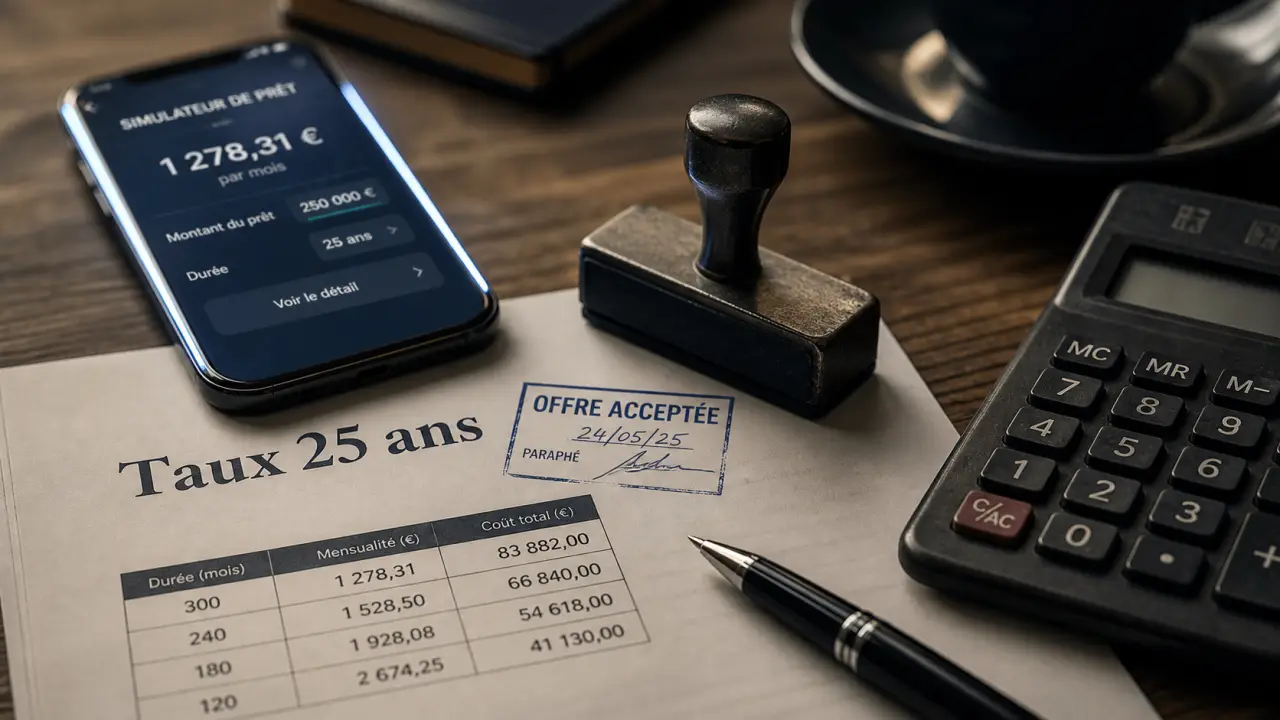 Taux crédit immobilier sur 25 ans : mensualité allégée, coût total alourdi