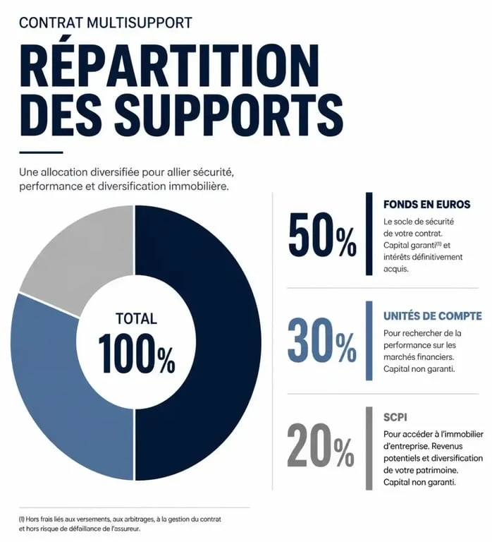Répartition des supports d'investissement d'un contrat abeille assurance vie