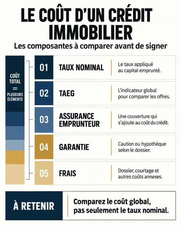 Crédit immobilier à La Banque Postale : comprendre le taux nominal, le TAEG, l’assurance et les frais