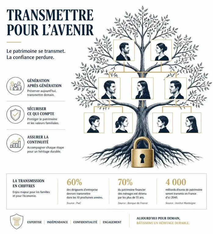 Illustration conceptuelle de la transmission de patrimoine via l'assurance vie