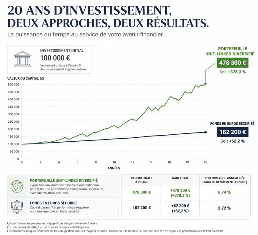 Graphique illustrant la croissance du capital en assurance vie Banque Populaire