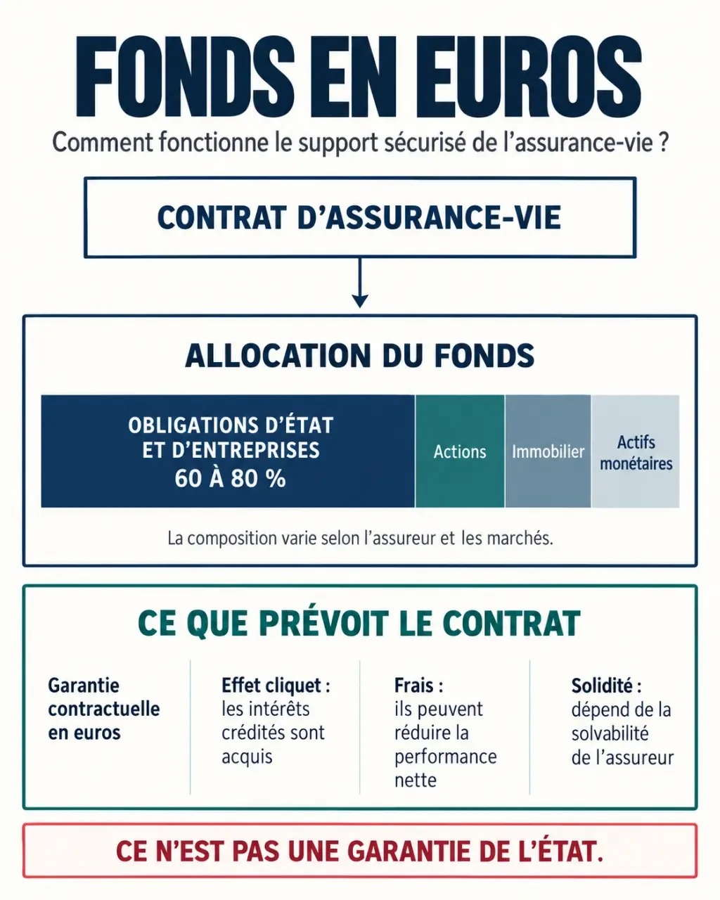 Infographie sur le fonctionnement et la composition d’un fonds en euros