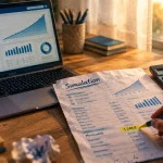 La banque postale crédit immobilier simulation : mensualité calculée sur un ordinateur