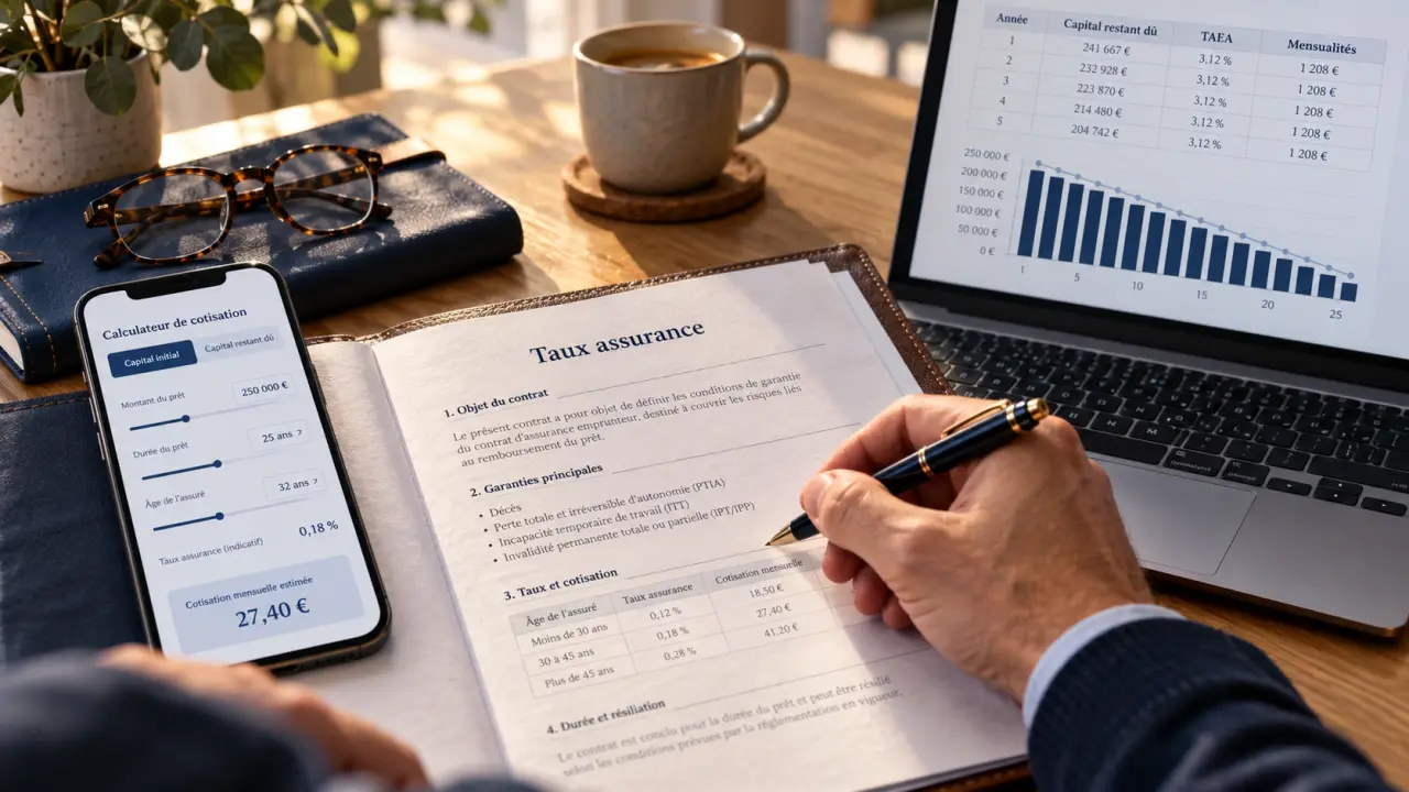 Taux assurance prêt immobilier : calcul des cotisations pour contrat